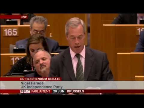 Nigel Farage in EuroParl on Brexit, MEPs not laughing now!