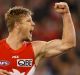 Ready for redemption: Luke Parker celebrates a goal in the preliminary final.