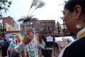 Robert Ironshield Jr is blessed by Kumai Yaqui Chicana during a rally to show solidarity with the Standing Rock Sioux in ...