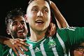 'Stinker' to star: Green Gully celebrate Liam Boland's match-winning strike.