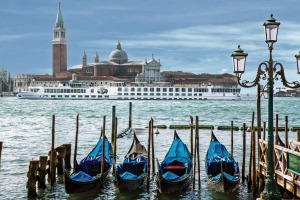 River Countess sailing through Venice.