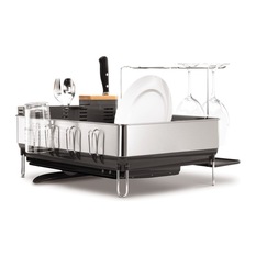 simplehuman - Steel Frame Dishrack With Wine Glass Holder - Dish Racks