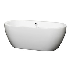 Wyndham Collection - Soho 60" Freestanding White Bathtub, Polished Chrome Drain and Overflow Trim - Bathtubs