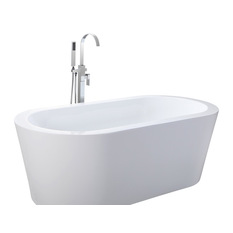 HelixBath Pella Freestanding Acrylic Modern Bathtub, 59", White - Bathtubs