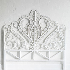 Queen Peacock Bed Head White - Headboards