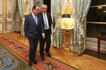 Jean-Claude Juncker, President of the EC and Francois Hollande, President of the Republic of France in discussion  during his visit to Paris