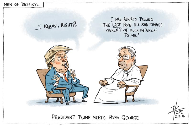 Cartoon: President Trump meets Pope George Pell