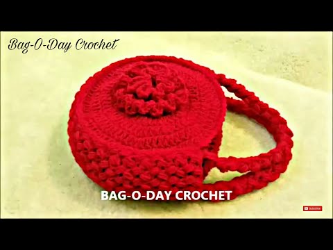 How to #Crochet Flower Handbag Purse #TUTORIAL #120