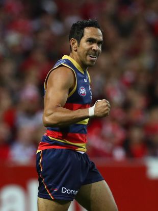 Eddie Betts of the Crows celebrates a goal. Getty Images