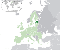 Location of  Estonia  (dark green)– in Europe  (green & grey)– in the European Union  (green)  –  [Legend]