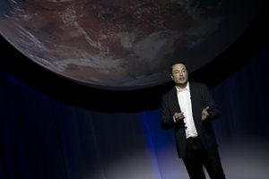 SpaceX founder Elon Musk speaks during the 67th International Astronautical Congress in Guadalajara, Mexico, Tuesday, Sept. 27, 2016.