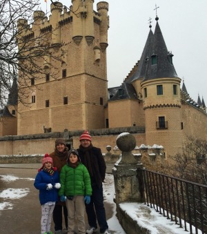 Sally Webb and her family at Alcazar castle.