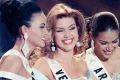 Alicia Machado (centre) at the 1996 Miss Universe pageant, where she was crowned the winner.