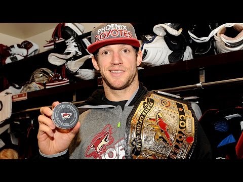 Phoenix Coyotes goaltender Mike Smith scores a goal