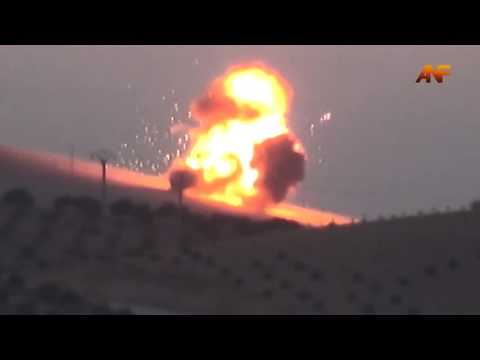 Turkish tank destroyed by Kurdish led-force SDF Jarablus-Syria 27.08. 2016