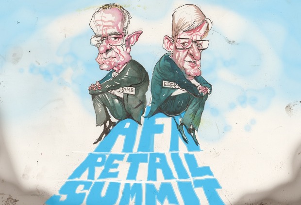 ACCC chairman Rod Sims and RBA assistant governor Malcolm Edey at the AFR Retail Summit.