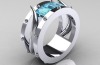 David K Designs / Harald Hardrada 14ct white gold wedding band with aquamarine.