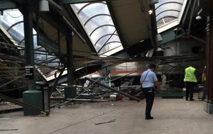 This photo shows the scene of a train crash in Hoboken, N.J., on Thursday, Sept. 29, 2016.