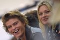 Jordan Barrett and Kate Moss attend the Coach 1941 Spring Summer 2017 Men's Show in London.