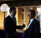 Storm before the calm: Melbourne captain Cameron Smith and coach Craig Bellamy relax prior to the NRL grand final press ...