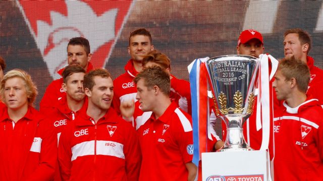 Continuing success story: the Swans after the 2016 grand final parade.