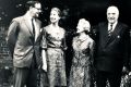 Heather and Peter Henderson stand with her parents, Dame Pattie and Sir Robert Menzies, in a London garden in the late ...