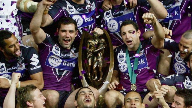 Tainted title: The Storm celebrate after winning the 2009 grand final.