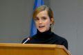 UN Women Goodwill Ambassador actress Emma Watson makes a speech at the launch of the HeForShe IMPACT 10x10x10 University ...