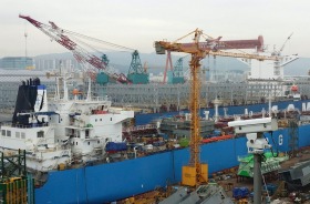 The Hyundai Heavy Industry shipyard at Ulsan is among the country's big three shipyards posted a record combined loss of ...