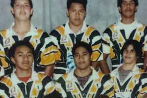 Young guns: Gerard Beale (back left) and Ricky Leutele (front centre) during their junior days at Logan Brothers.