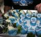 Treasurer Scott Morrison and Mayor Carmelo Pesce eating coloured Shark strawberries from Cronulla Fruit fair. 