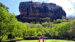 Lion's rock (Sigiriya) is a large stone and ancient fortress ruin in the central Matale District of Sri Lanka. UNESCO ...