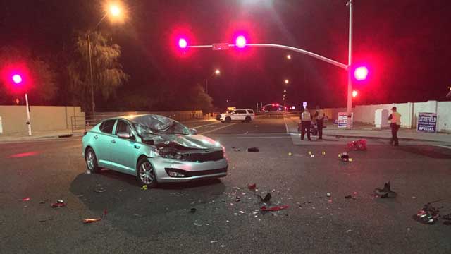 A motorcycle and a car collided at 94th Street and Cactus Road in Scottsdale. (Source: Scottsdale Police Department)