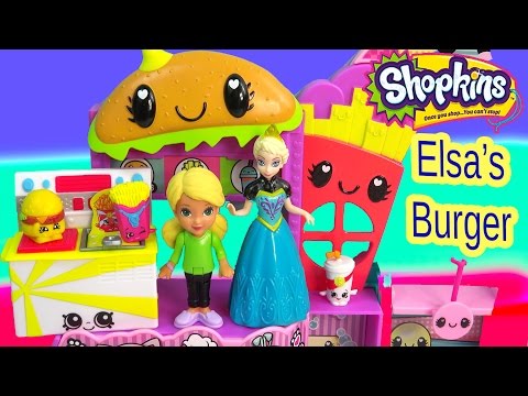 Queen Elsa Disney Frozen Mall Burger Shopkins Season 3 FAST FOOD Alana Dora the Explorer Toy Video