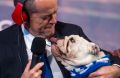 Federal Opposition Leader Bill Shorten with Matilda, his 3-year-old bulldog on Nova radio.