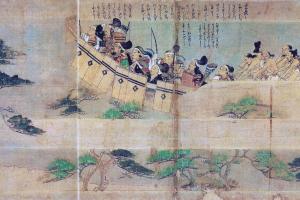 Japan: Mongols and Japanese engaged in warfare; Japanese await Mongol attack be.