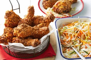 Spicy oven-baked chicken with slaw