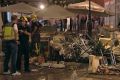 The cafe La Bohemia, after an explosion, in Malaga.