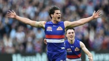 Tom Boyd celebrates after kicking a goal