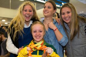 Swimmer, Tiffany Thomas Kane, arrives back in Sydney from the Rio Paralympics.