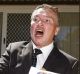 SYDNEY, AUSTRALIA - OCTOBER 01: Auctioneer Mark Roberts during the auction of 97 North Road, Ryde, on October 1, 2016 in ...