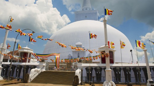 The Ruwanwelisaya stupa in Anuradhapura, Sri Lanka. Ruwanwelisaya is a sacred place for Buddhists and one of the largest ...