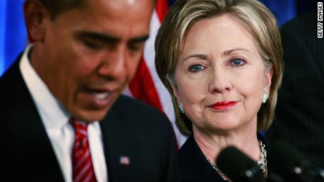 CHICAGO - DECEMBER 01:  President-elect Barack Obama (L) introduces Senator Hillary Clinton (D-NY) as his choice for secretary of state during a press conference at the Hilton Hotel December 01, 2008 in Chicago, Illinois. Other members of the National Security Team named by Obama at the press conference include Washington attorney Eric Holder as attorney general, Arizona Governor Janet Napolitano as his choice for homeland security and he said Robert Gates would remain as defense secretary.  Retired Marine Gen. James L. Jones was selected for the position of national security adviser and Susan Rice as U.N. ambassador.  (Photo by Scott Olson/Getty Images)