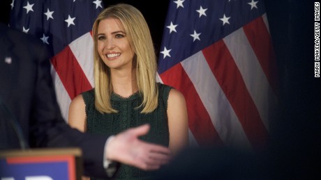 Ivanka Trump looks on as her her father, Republican presidential hopeful Donald J. Trump, speaks during a campaign event at the Aston Township Community Center on September 13, 2016 in Aston, Pennsylvania.