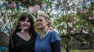 Pamela King's daughters Joanne Craigie (right) and Mary Balzary (left) . Their mum was murdered 15 years ago by her ...