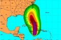 A map showing the expected wind speeds generated by Hurricane Matthew.