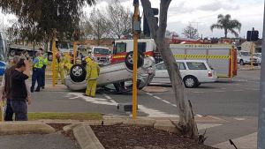 The car appears to have stopped at the intersection.