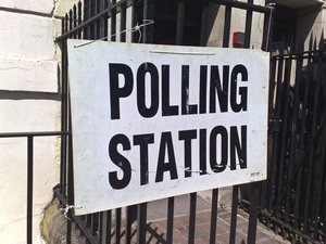 Polling station in Camber well. On the morning of polling day, the former leader of UKIP, Nigel Farage, was injured when a light aircraft in which he was a passenger crashed near Brackley, Northampton shire