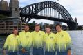 No place like home: Australian Davis Cup captain Lleyton Hewitt with team members Nick Kyrgios, Sam Groth, John Peers ...