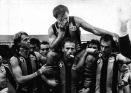 1985 Grand Final - Leigh Matthews sheds a tear at the end of his last game, as he is carried off the ground by team ...